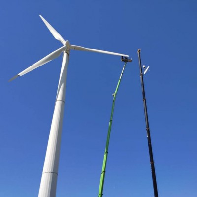 72m vrachtwagenhoogwerker montage windmolen Zeewolde juni 2021 2